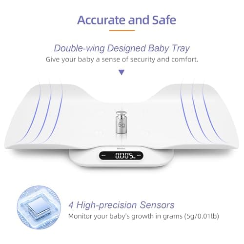 BAGAIL Baby Scale with Detachable Tray, Auto-Rotation Readings, Tare, Auto Lock and Comparison, Universal Digital Weighing Scale for Infant, Pet, Toddler and Adult, Max Weight Up to 400lb/180kg — view 2