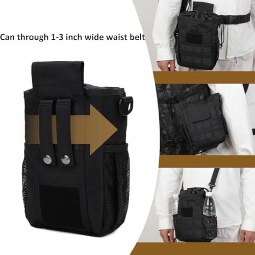 XINCHIA Canvas Belt Pouch Waist Bag Small MOLLE Sling Bag Waterproof Foldable Small Daypack with Drawstring Outdoor Sports Storage Organiser with 4 Pockets for Travel Cycling Hiking — view 2