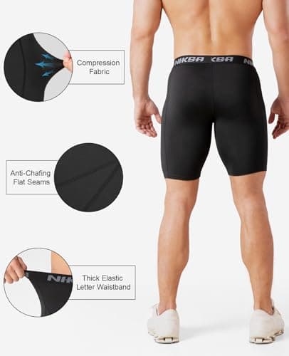 Niksa Compression Shorts Men,2 Packs Anti Chafing Underwear Base Layer Shorts Quick-Drying Fabric Undershorts for Cycling Gym Running Sports Workout — view 3