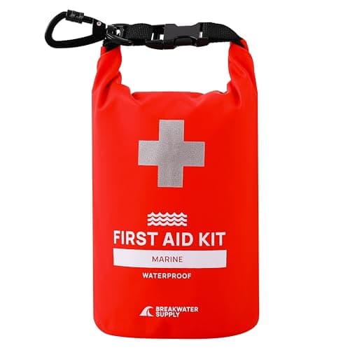 Breakwater Supply™ Waterproof Marine First Aid Kit Boat Safety Tool Set, 100 Pieces AFAK Emergency Supplies in Dry Bag, IFAK Trauma Kit for Kayaking, Jet Skiing, Fishing, Surfing, Sailing