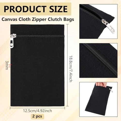 BENECREAT Sew in Side Pocket with Zipper, 188x125x3mm, 2 Packs — view 2