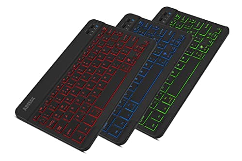 Arteck Universal Backlit 7-Colors & Adjustable Brightness Ultra Light Slim Portable Wireless Bluetooth 3.0 Keyboard for iOS iPad Pro, iPad Air, iPad Mini, Android, MacOS, Windows Tablets PC Smartphone