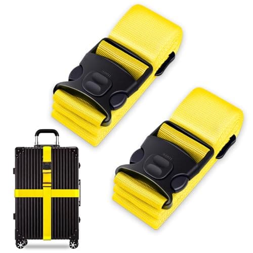 2Pcs Suitcase Straps Set, Adjustable Suitcase Straps, Heavy Duty Luggage Straps with Quick Release Buckle, Travel Accessories Thickened Luggage Belt for Suitcase Baggage