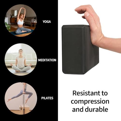 Yoga Blocks Set of 2, High Density Foam Pilates Blocks, Yoga Bricks, Gym Exercise Blockss, Anti-Slip Gymnastics Bricks for Fitness Pilates Practice Travel Home Gym(Black) — view 6