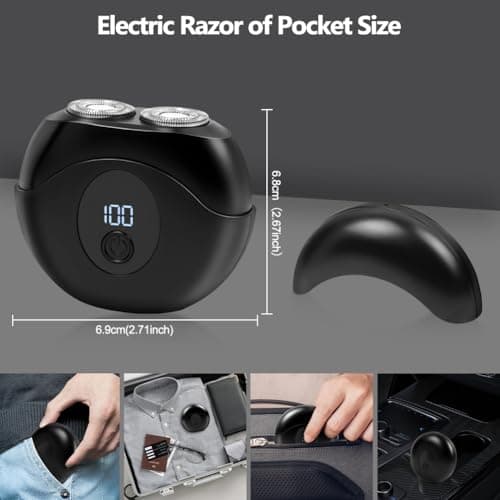LOPHE Mini Electric Shaver for Men, 2025 New Portable Razors for Men,Portable Cordless Travel Razor with Type-C Fast Charge, 45min Runtime,Waterproof Double Head Shaver, Black — view 2