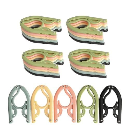 25 Pcs Travel Coat Hangers Adults, Portable Travel HangersPlastic Folding Coat Hangers for Travelling Home Camping Hotel Cruise Holiday Essentials Accessories Foldable Clothes Hanger(5 Colors)
