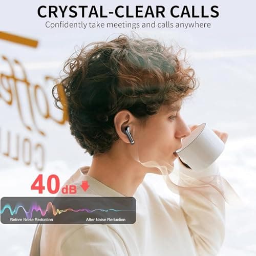 POMUIC Bluetooth Headphones, Wireless Earbuds with ENC Noise Cancelling Mic — view 4