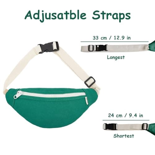 Kids Bumbag, Canvas Fanny Pack for Kids Crossbody Waist Bag for Unisex Toddler Boys Girls (Green) — view 2