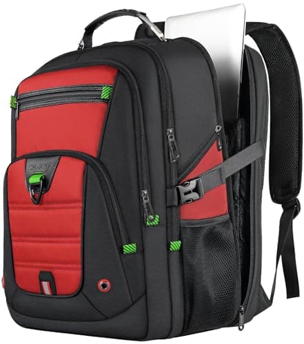 Z-MGKISS Extra Large Travel Laptop Backpack, 52L Water Resistant Computer Backpack, TSA Approved Business Bag for Men Women Teacher, Heavy Duty Backpack Fits 17.3 Inch Laptop & Notebook, Red