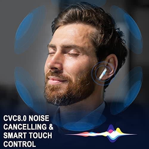 Wireless Earbuds, Bluetooth 5.4 Headphones in Ear with 4 ENC Noise Cancelling Mic, Bluetooth Earbuds 40Hrs Playtime, HiFi Stereo Deep Bass Wireless Earphones, IP7 Waterproof USB-C Fast Charge White — view 2