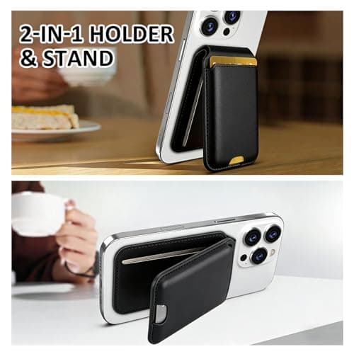 Magnetic Card Holder for iPhone with Magsafe, 3 Card Holder with Adjustable Stand, Strong Magnet and RFID Blocking, Secure Cashless Travel and Daily Use, Compatible with iPhone 16 15 14 13 12 Series — view 6