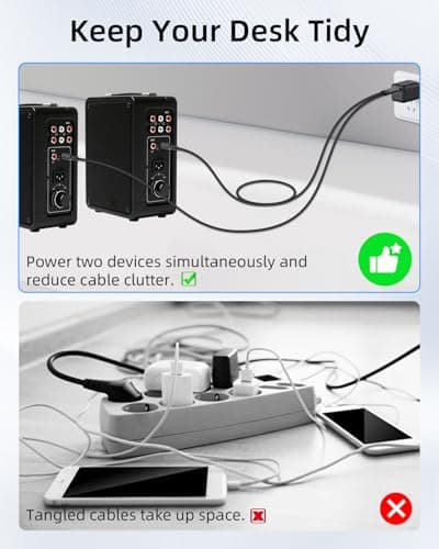 GELRHONR 5V-12V USB C to DC Trigger Boost Power Cable,3A&36W Type-C Female to Dual 5.5x2.1mm DC Jack Power Splitter, Suitable for Routers, LED Strip Lights, Cameras and TV Boxes, 2 Pack,3FT/100cm — view 5
