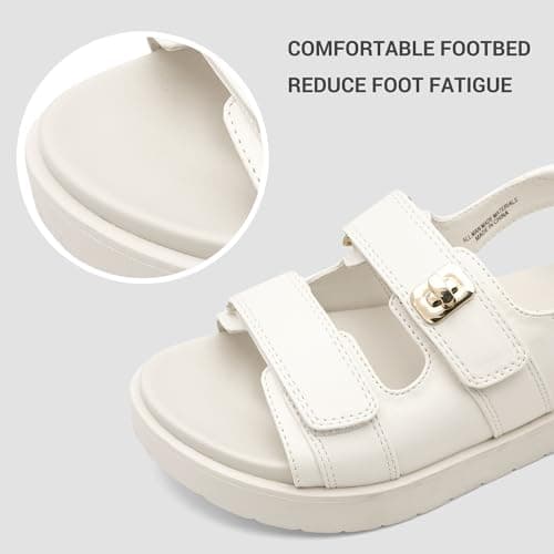 MIXIN Girls Sandals Open Toe Flat summer Beach Sandals for Big Kids White Size 4 — view 5