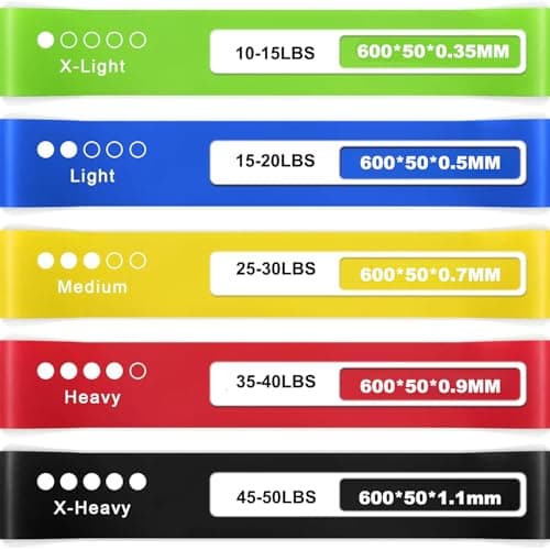 YUNYU Resistance Bands Set of 5, Heavy Duty Exercise Band with Colour-Coded Strength Levels for Yoga Pilates Strength Training, Premium Rubber Fitness Equipment for Women & Men, Includes Storage Bag — view 2