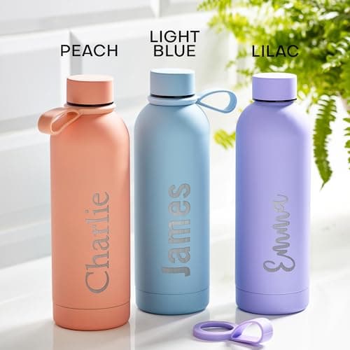Engraved Personalised Water Bottle 500ml, Peach, Vacuum Flask — view 6