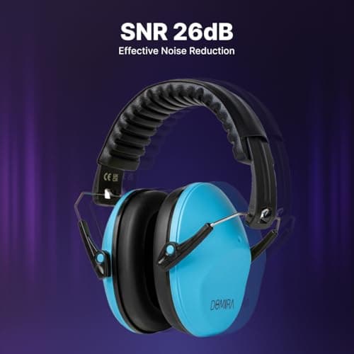 DOMIRA Kids Ear Defenders SNR 26 – Noise Cancelling Ear Muffs for Children, Hearing Protection for School, Travel & Shooting – Lightweight Adjustable Headphones (Sky Blue) — view 5