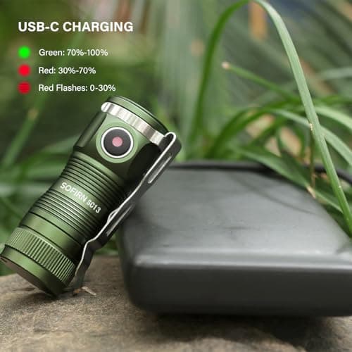 Sofirn SC13 Green LED Torch - 1300LM Rechargeable Pocket Light With 217M Optical Path Distance, 5 Modes, IP68 Waterproof EDC for Camping, Hiking, Emergency — view 5
