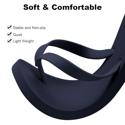 Aomig Unisex Flip Flops Ladies Girl Men Flatform Beach Flip-Flop Slim Rubber Flip Flops Women's Yoga Mat Comfortable Beach Platform Sandals Slip-Resistant Flat Flip Flops(Dark Blue-UK Size-7-8) — view 5