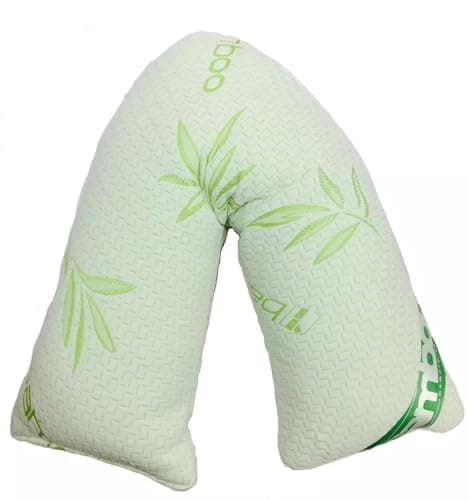 L S U Bamboo V-Shaped Pillow Memory Foam - Orthopedic Neck and Back Support Pillow