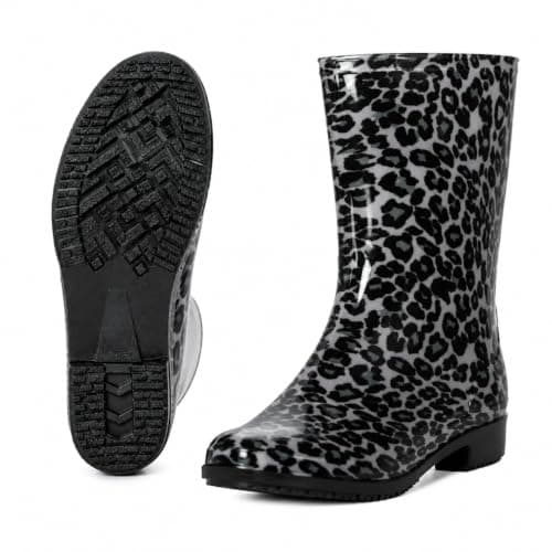 A2Z Ladies Waterproof PVC Rain Boots Stylish Mid Calf Slip On Wellies