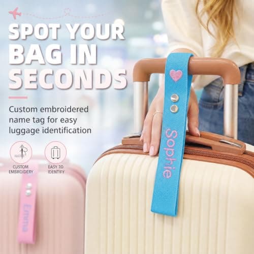 Personalised Embroidered Name Luggage Tag Strap, Macaron Colors — view 6