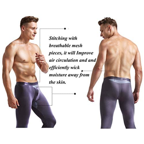 Ouruikia Men's Thermal Underwear Pants Modal Thermal Bottoms Long Johns Pants Underwear with Separate Pouch (Black(only Bottom), US Medium) — view 5