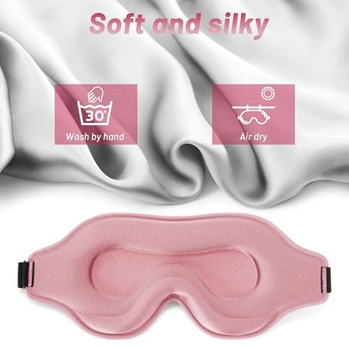 Sleep Mask for Side Sleeper, Upgraded 3D Contoured Cup Eye mask Blindfold for Man Women, Block Out Light, Eye mask with Adjustable Strap, Breathable & Soft for Sleeping, Yoga, Traveling (Pink) — view 6