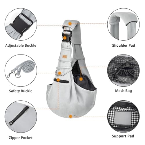 CUBY Puppy Carrier Sling Lightweight Travel for Small Pets(Light grey) — view 2