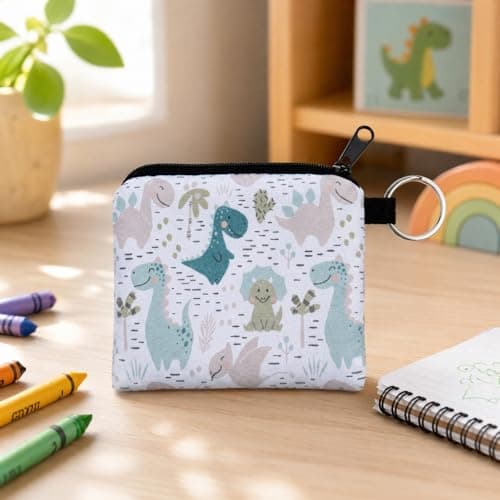 SOLVIO Cute Dinosaur Coin Purse for Boys Girls, Mini Coin Pouch Small Zip Wallet for Kids Toddler, Portable Change Bag Key Ring Wallet for Women Men — view 4