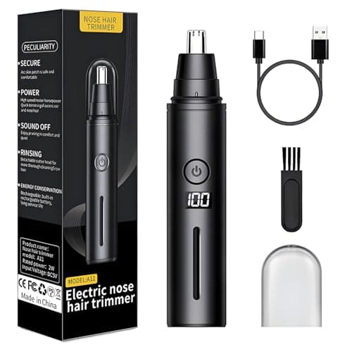 Xynovate Nose Hair Trimmer for Men and Women, Rechargeable USB Nose Trimmer, Dual Edge Blades, Easy to Clean, LED Light, Travel Size