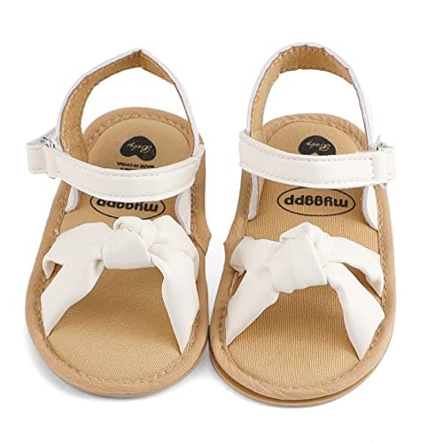 LACOFIA Baby Girls Sandals Infant Summer Shoes Anti-Slip First Walking Shoes White 3-6 Months — view 5