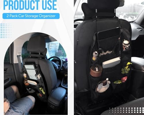 ds. distinctive style Car Backseat Organizer Back Seat Storage With Touch Screen Tablet Sleeve 9 Pockets Kick Mats Water Resistant Travel Organizer For Daily Travel 2 Pack Black — view 6