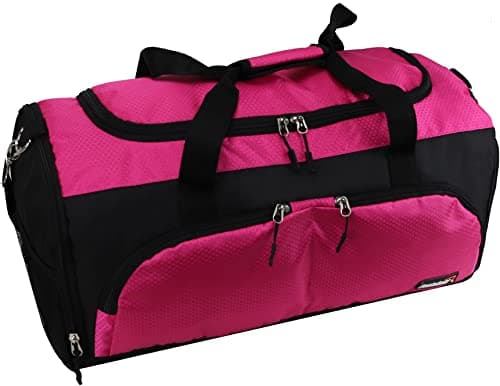 foolsGold Gym Duffle Bag with Shoe Compartment – Large Sports Holdall with Multiple Pockets, Fully Lined Interior, Durable 600D Polyester, Padded Strap & Base Pads – Pink — view 5
