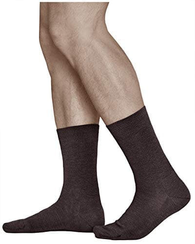 vitsocks Men's 80% MERINO WOOL Warm Thin Winter Socks (3 PAIRS) Fine Woollen Rich Dress Business Everyday Mid-Calf, brown, 10-12