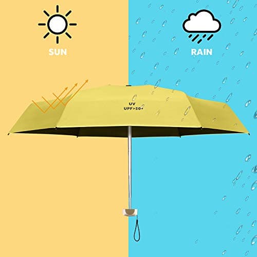 Vicloon Mini Umbrella, Pocket Umbrella with Golden Handle, 210T Black Rubber Cloth & 6 Aluminum Alloy Ribs, Foldable Compact Travel Umbrella, UPF>50+ UV Resistance — view 4