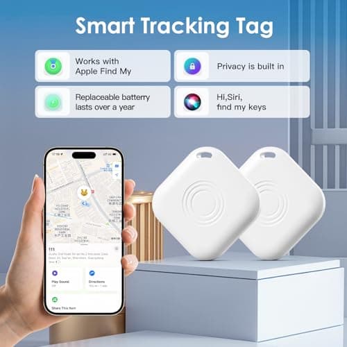 Hongtop 4 Pack Luggage Tracker,Bluetooth Tracker Works with Apple Find My(iOS Only),IP67 Waterproof,Replaceable Battery,Lost Mode,Smart Key Finder Item Locator for Keys,Luggage,Bags and More — view 2