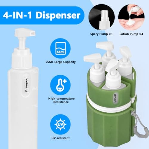 Yotako 4 in 1 Travel Dispenser with Suction Cup, TSA Leak Proof Silicone — view 5