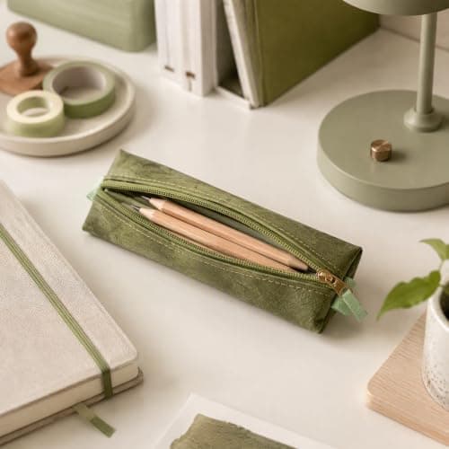 Koilife Waterproof Notebook Pencil Case with Olive Green Elastic Strap — view 2