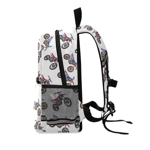 Mnsruu Toddler Backpack, Motorcycle Pattern Kids Nursery Bag for Boys Girls, Preschool Kindergarten Bookbag Travel Daycare Bag with Reflective Strip — view 4