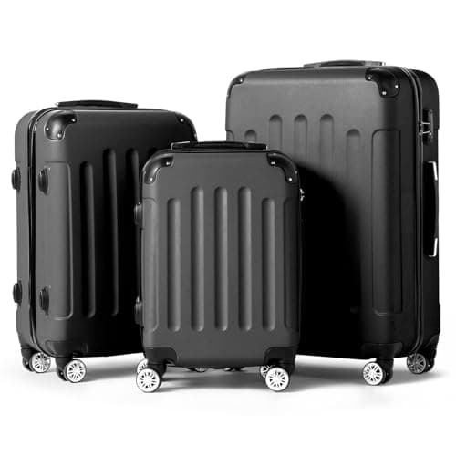 Karl home Lightweight Suitcase Set ABS Hard Shell Luggage, 3-Piece Black