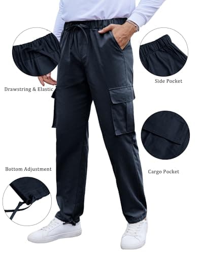 YAOHUOLE Lightweight Cargo Trousers for Men UK Loose Fit Navy Blue M — view 4