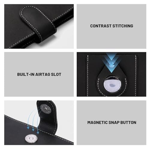 Glamoreal Passport Holder for Travel Family, Genuine Leather Passport Wallet with AirTag Slot, RFID Blocking Travel Document Organizer for Women & Men, Airport Essentials, Family Travel Gift (Black) — view 3