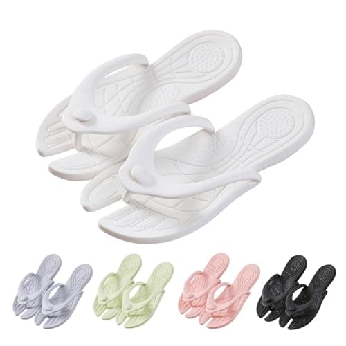 Foldable EVA Toe Separator Women's Men's Flip Flops Travel Slippers Lightweight Slippers Summer Slide Mules Beach Indoor / Outdoor Non-Slip Bathing Unisex Plain, White, 9 UK — view 2