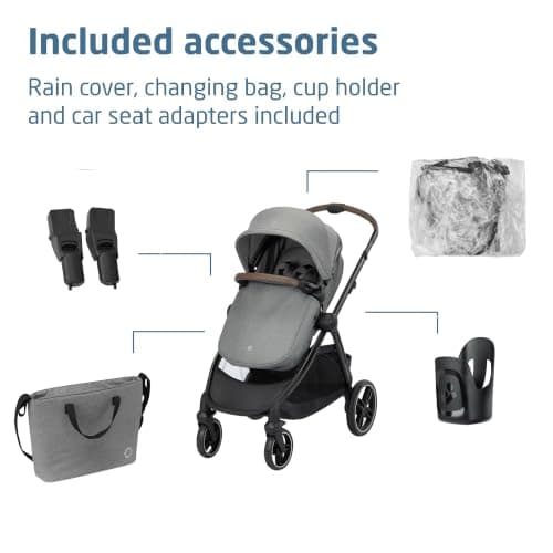 Maxi Cosi Zelia Select Trio, Baby Stroller 3 in 1 with Car Seat, 0-4 Years (0-22 kg), One-Hand Fold, Compact and Reversible Pushchair Travel System, with CabrioFix S i-Size Baby Car Seat, Grey — view 5