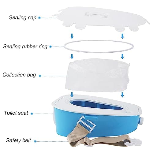 Portable Car Toilet-Mobile Emergency Toilet Urinal,Portable Potty for Adults/Children/Pregnant Woman/Old man,for Outdoor Emergency,Camping,Hiking,Car Travel,Traffic Jam (Blue) — view 3
