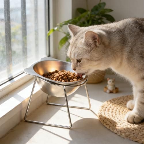 4Pack Elevated Cat Bowl Stainless Steel Raised Cat Food Bowls(Silver) — view 3