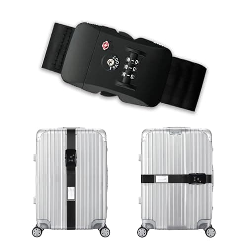 Veki Luggage Straps with TSA Approved Lock, Suitcase Strap, 1pc Black