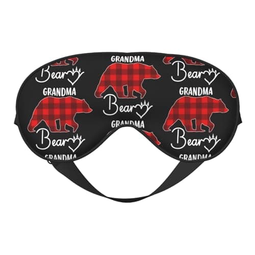 Christmas Grandma Bear Eye Mask Sleep Mask Light BlockBlindfold Night Eyes Cover Soft Pressure-Free Eyeshade with Elastic Strap for Home Travel Office Nap Yoga