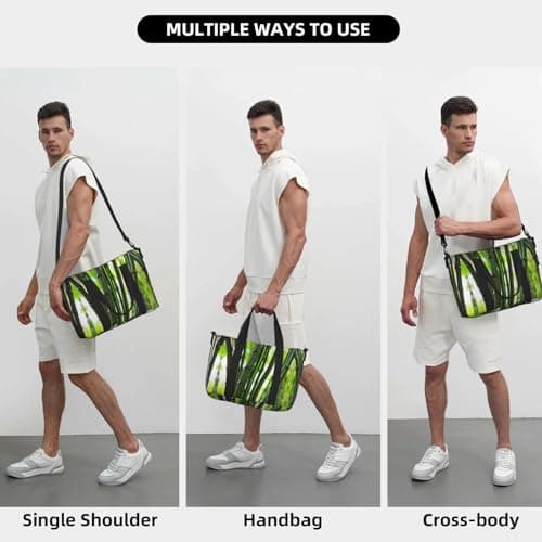Spring Bamboo Duffel Bags for Traveling, Lightweight Personal Item Travel Bags for Women, Gym Bags for Men, Black, One Size — view 2