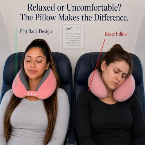 Travel Pillow for Airplane – Memory Foam Neck Pillow for Travel, Ergonomic Adjustable Flight Pillow for Adults, Compact Neck Cushion with Eye Mask, Ear Plugs & Carry Bag (pink) — view 4